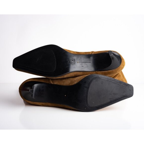 Zara Womens Split Suede Leather Ankle Boots Brown US 9 EU 40 New 1112/410 - Picture 9 of 9